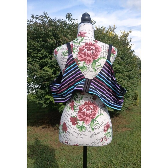 Women's Torrid 50D Bra Black Striped 3 Clasp Soft Intimates Underclothes - Picture 2 of 9